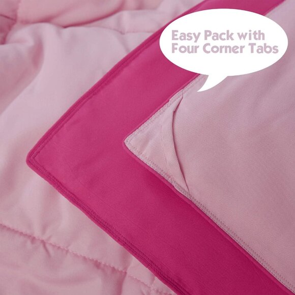 3pc Pink Queen Size Comforter Set - All Season Reversible Down Alternative Comfo - Picture 5 of 7